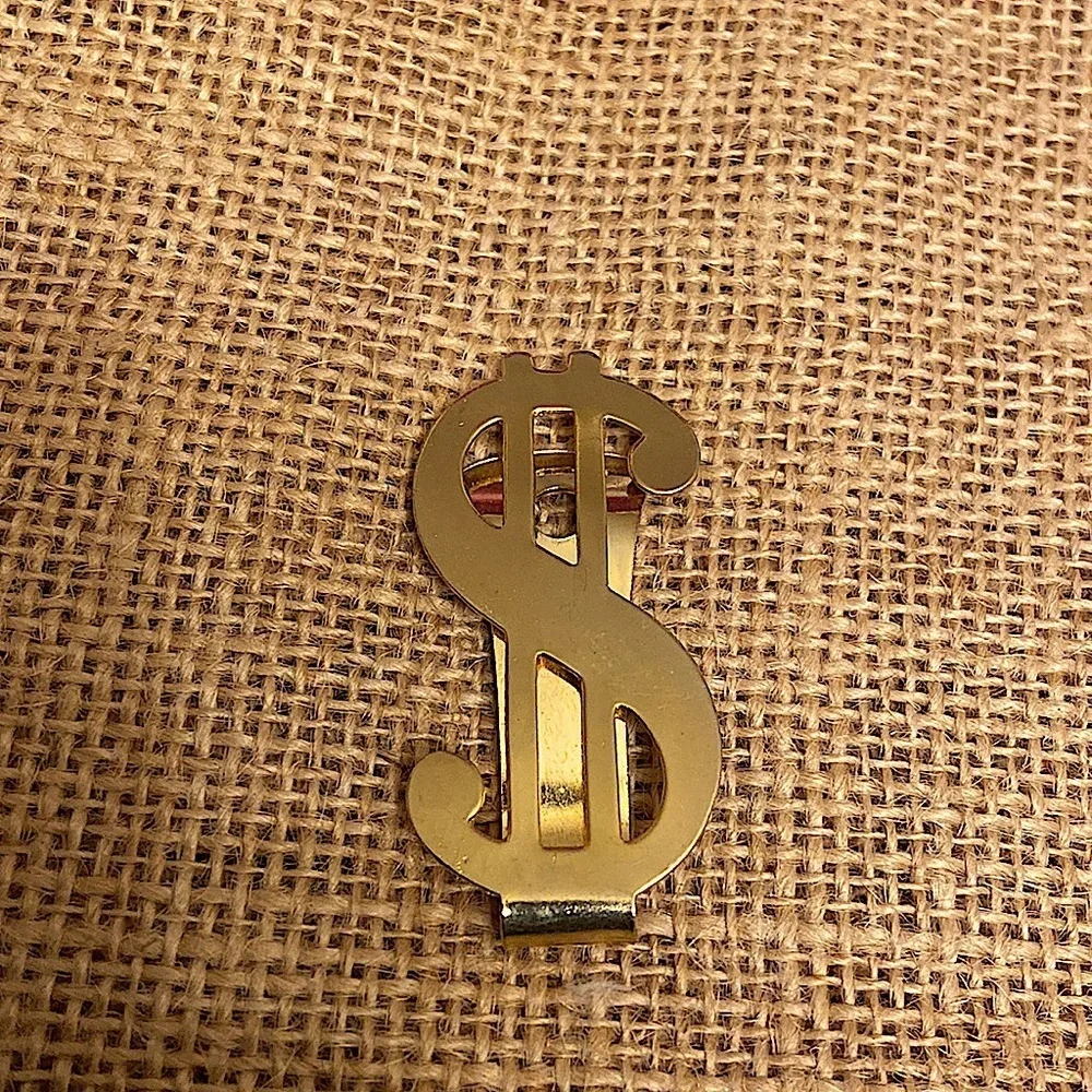 Men’s Gold Color Dollar Sign Money Bills Clip Size 2’ inches.
